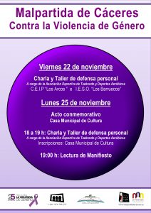 Actos con motivo de la celebración del Día contra la Violencia de Género en Malpartida de Cáceres