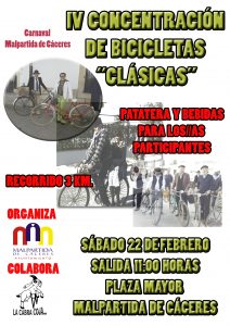 Cartel concentración de bicis clásicas 2020 Malpartida de Cáceres