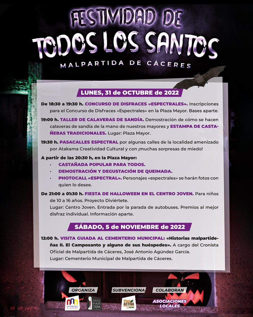 actividades noche de todos los santos Malpartida de Cáceres Halloween