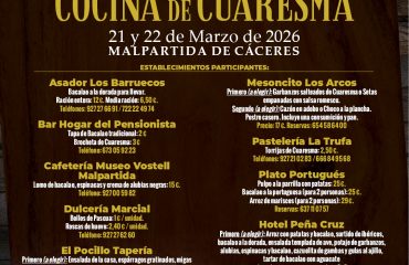 cartel menus cocina cuaresma cocina de cuaresma malpartida de cáceres capital extremeña de la gastronomía 2026